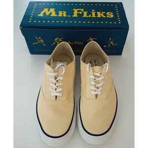 Mr. Fliks Redondo Canvas Cream Sneakers Menswear Size 12 deck shoe